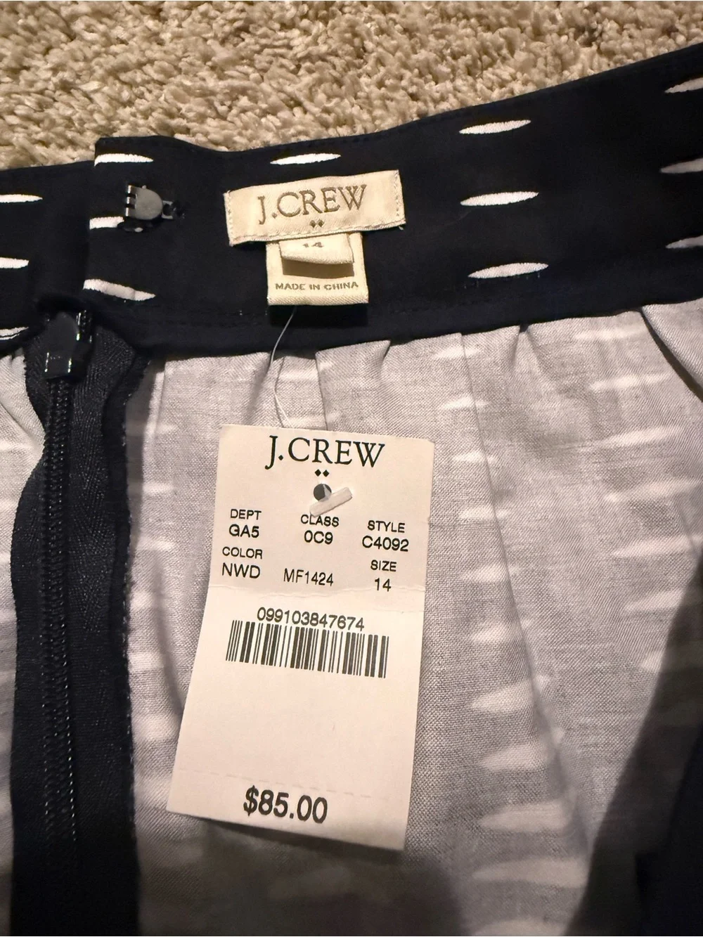 J. Crew Black and Navy Polka Dot A-Line Skirt
